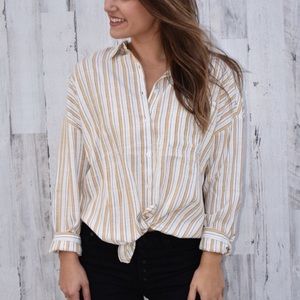Mustard striped button down